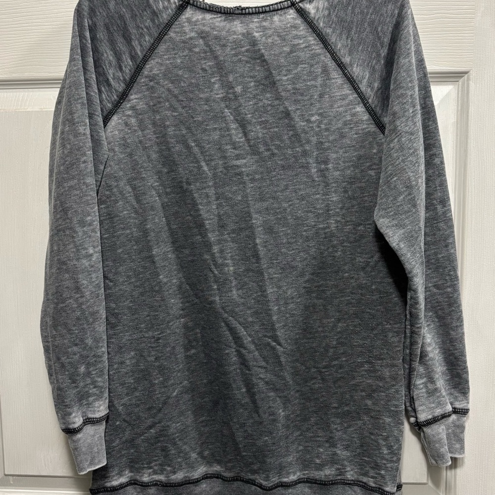 Charcoal Gray V-Neck Women's Sweater With Pockets - Picture 3 of 5